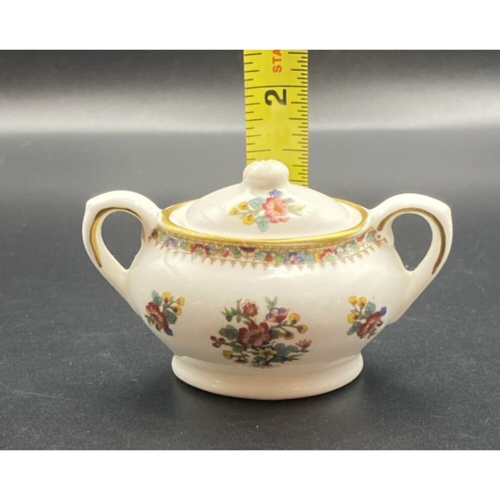 Miniature Dollhouse Soup Tureen W/Lid 3" Coalport Ming Rose Bone China England - Picture 9 of 9